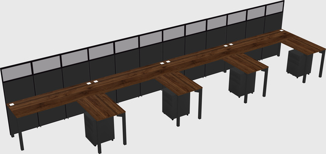 Shared l-shaped cubicle