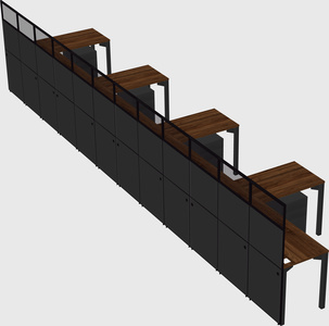 Shared l-shaped cubicle