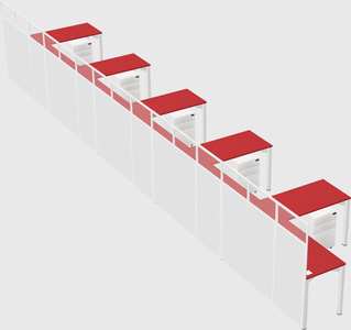 Shared l-shaped cubicle