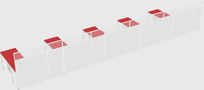 Shared l-shaped cubicle