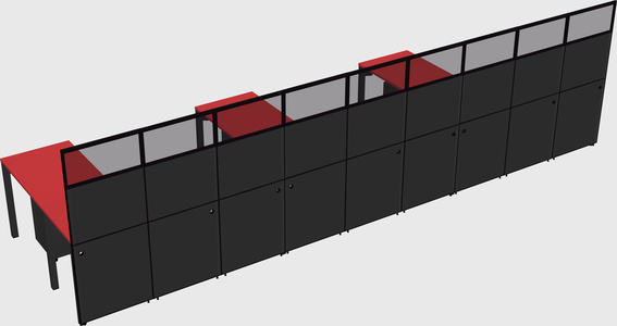 Shared l-shaped cubicle