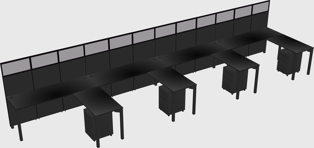 Shared l-shaped cubicle