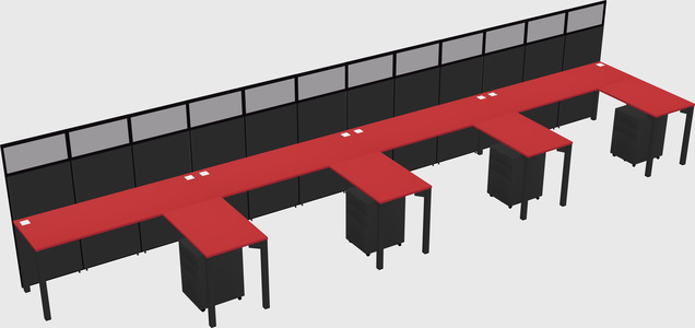 Shared l-shaped cubicle