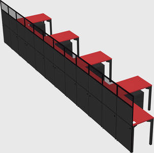Shared l-shaped cubicle