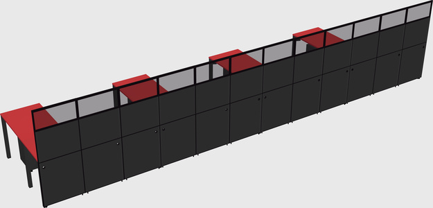 Shared l-shaped cubicle