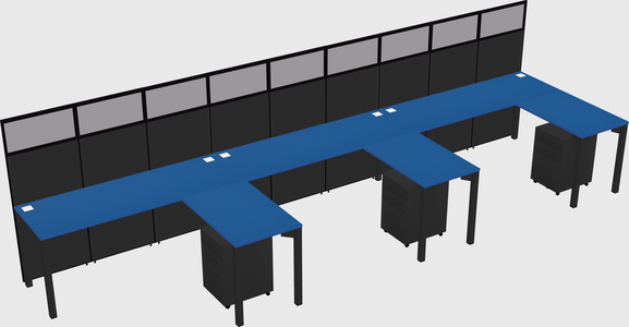 Shared l-shaped cubicle