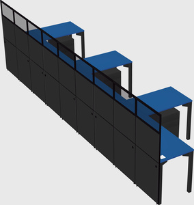 Shared l-shaped cubicle