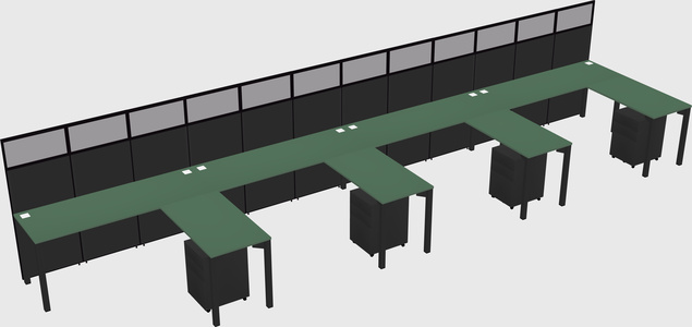 Shared l-shaped cubicle