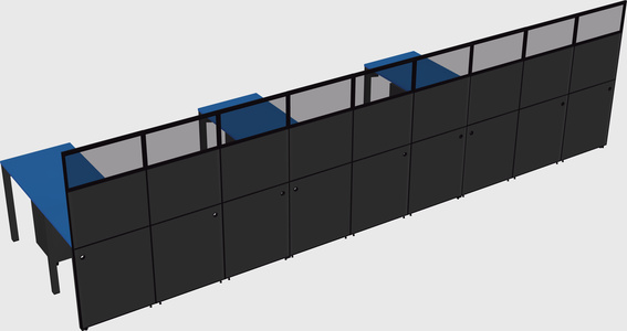 Shared l-shaped cubicle