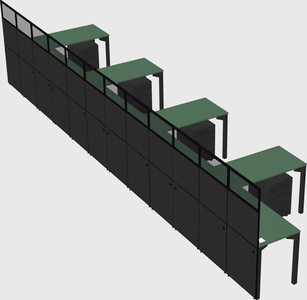 Shared l-shaped cubicle