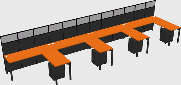 Shared l-shaped cubicle