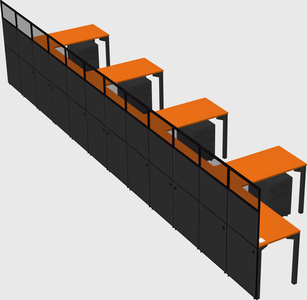 Shared l-shaped cubicle