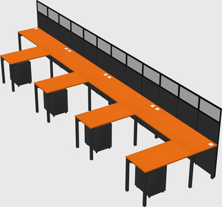 Shared l-shaped cubicle