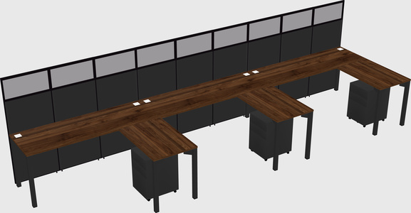 Shared l-shaped cubicle