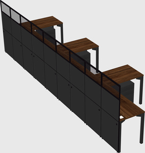 Shared l-shaped cubicle