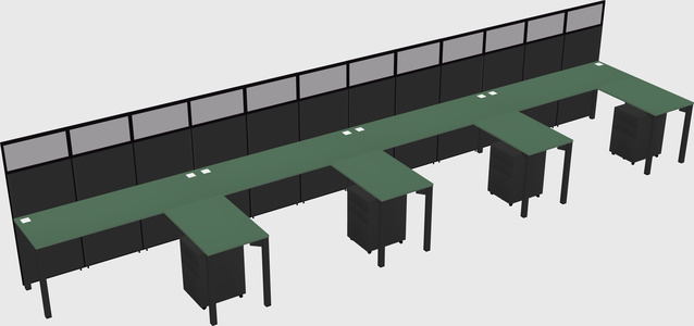 Shared l-shaped cubicle
