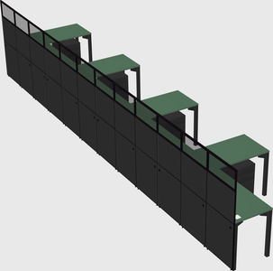 Shared l-shaped cubicle