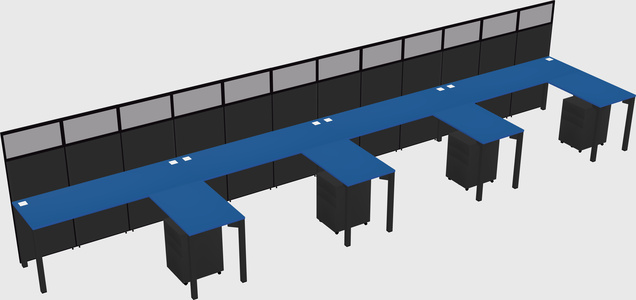 Shared l-shaped cubicle