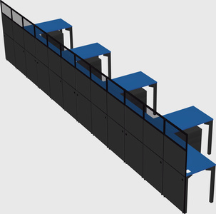 Shared l-shaped cubicle