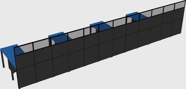 Shared l-shaped cubicle