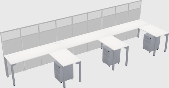 Shared l-shaped cubicle