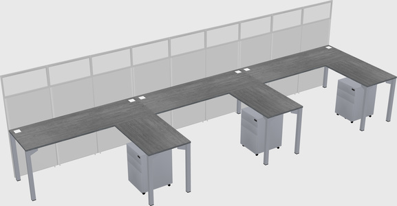 Shared l-shaped cubicle
