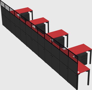 Shared l-shaped cubicle