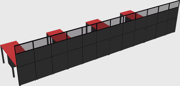 Shared l-shaped cubicle