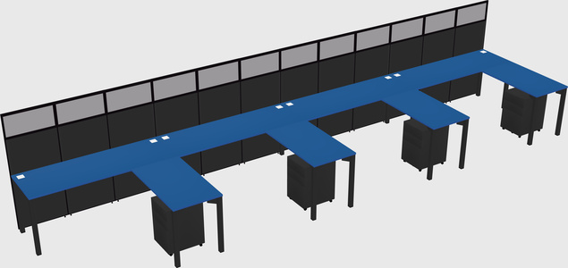 Shared l-shaped cubicle