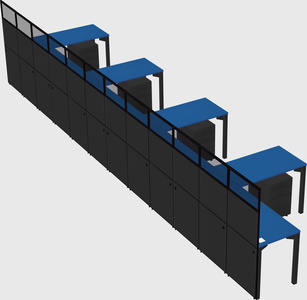 Shared l-shaped cubicle