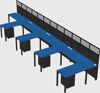 Shared l-shaped cubicle
