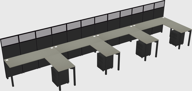 Shared l-shaped cubicle