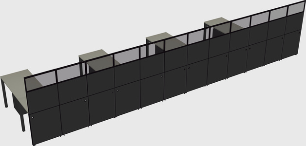 Shared l-shaped cubicle