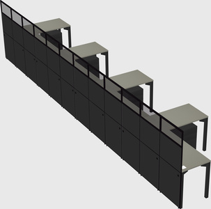 Shared l-shaped cubicle