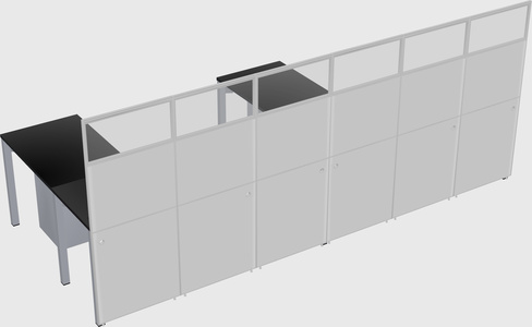 Shared l-shaped cubicle