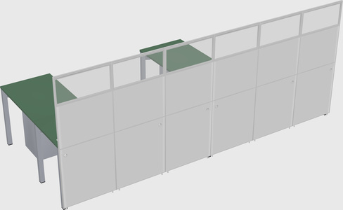 Shared l-shaped cubicle