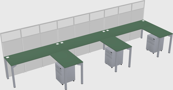 Shared l-shaped cubicle