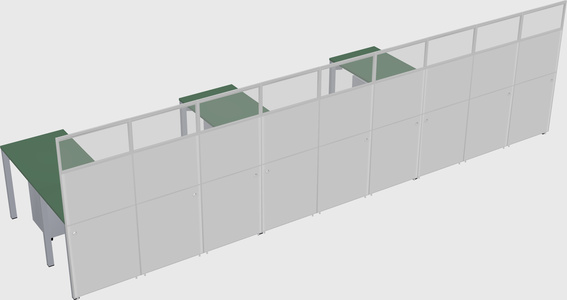 Shared l-shaped cubicle