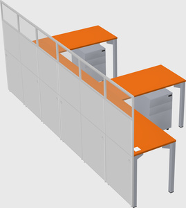 Shared l-shaped cubicle