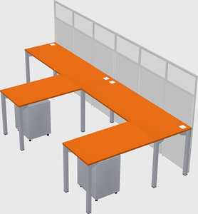 Shared l-shaped cubicle