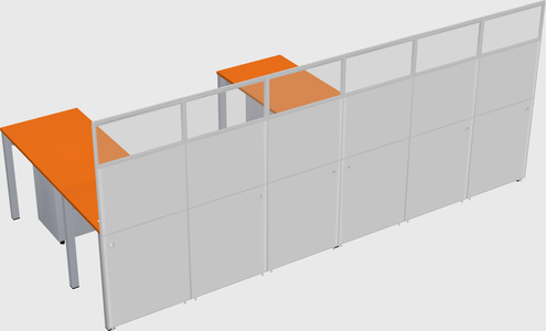 Shared l-shaped cubicle