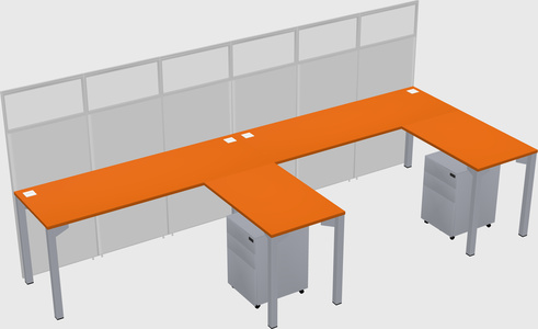 Shared l-shaped cubicle