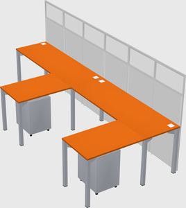 Shared l-shaped cubicle
