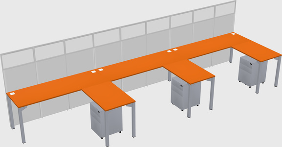 Shared l-shaped cubicle