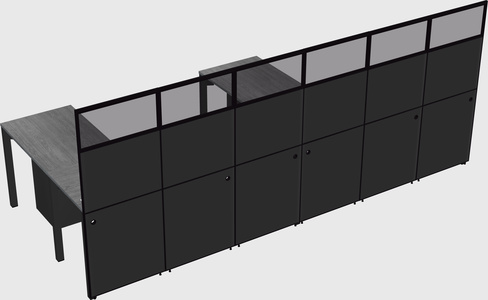 Shared l-shaped cubicle