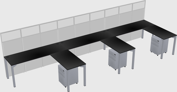 Shared l-shaped cubicle