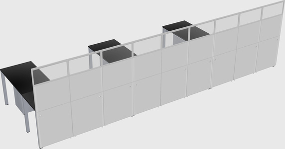 Shared l-shaped cubicle