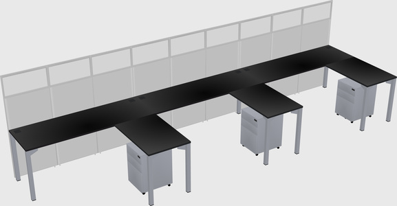 Shared l-shaped cubicle