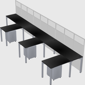 Shared l-shaped cubicle