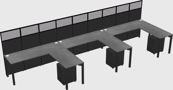 Shared l-shaped cubicle